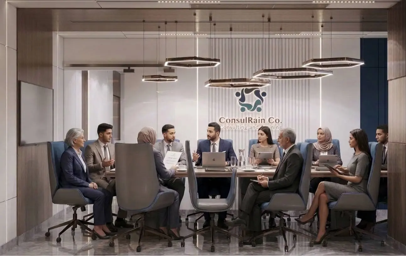 The ConsulRain team in session in the company boardroom