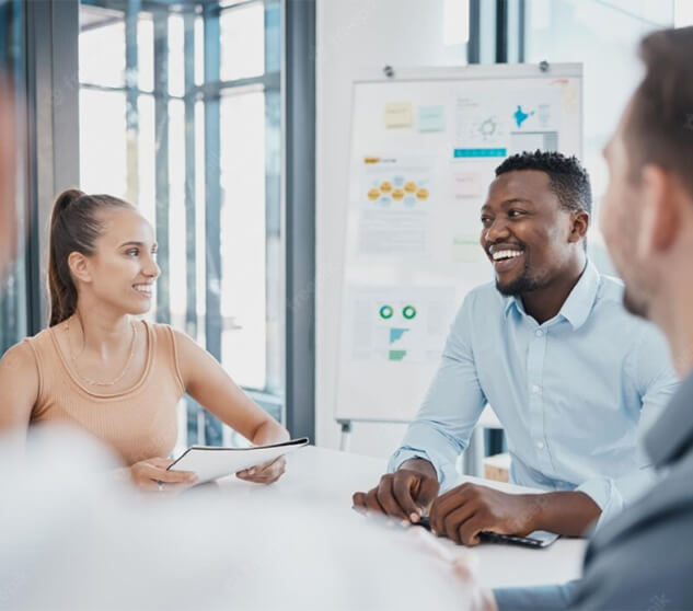 ConsulRain consultants reviewing a plan with a client